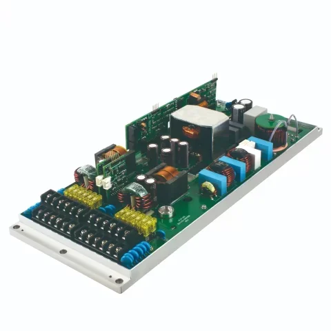 3KW industrial DC-DC converter with 200-820V input, 50A+60A dual outputs, >93% efficiency, CAN2.0 interface. Compact design for EV